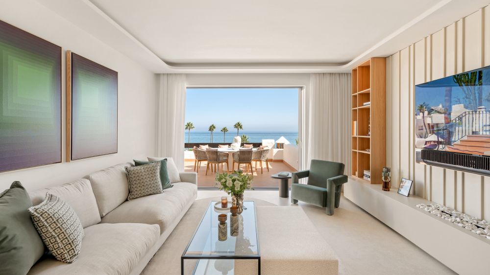 Modern beachfront penthouse with breathtaking sea views for sale in Estepona